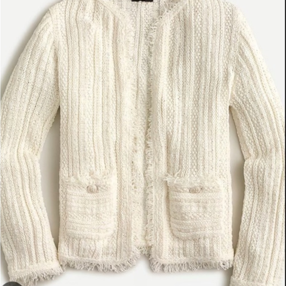 J Crew Ivory Women's Open Front Sweater Blazer